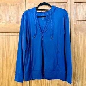 WoolX Merino Wool Blend Hoodie Hoody Full Zip Women's Blue Hoodie